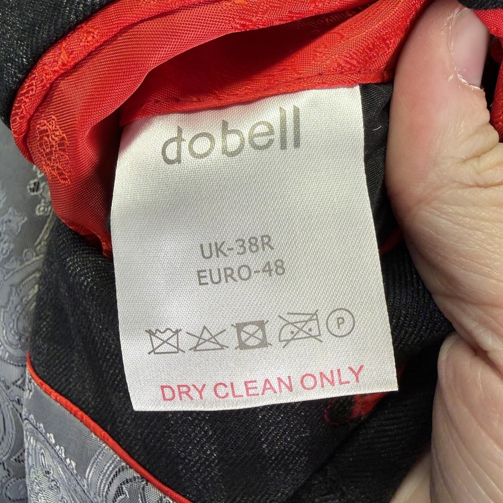 Dobell Blazer Mens 38R Gray Check Slim Fit 2 Button Suit Jacket Notch Lapel - Picture 8 of 11